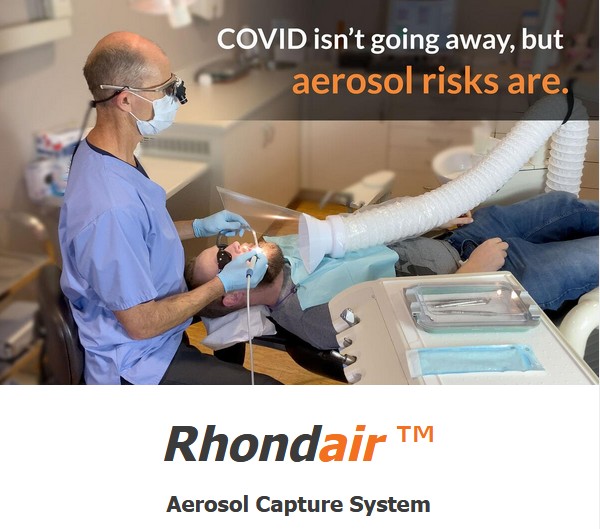 Advertisement for an aersol capture system for dental offices, espcially during Covid-19