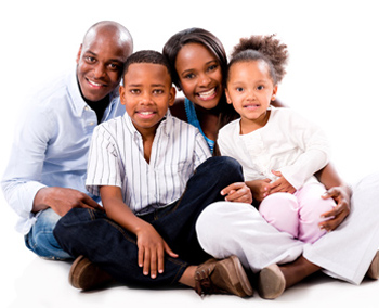 African American family smiling